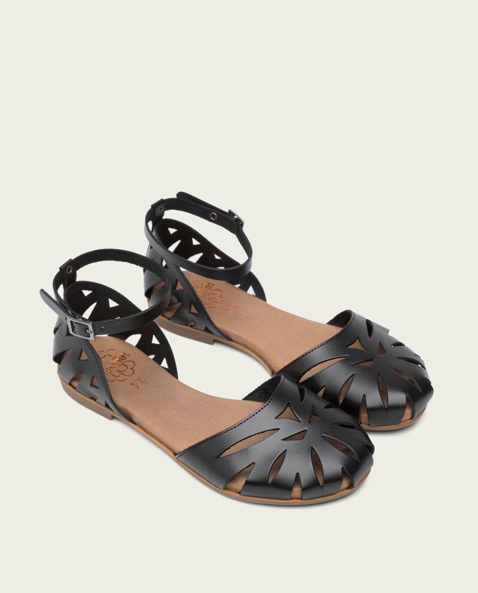 Porronet SANDALIA PLANA PIEL NEGRO BETH