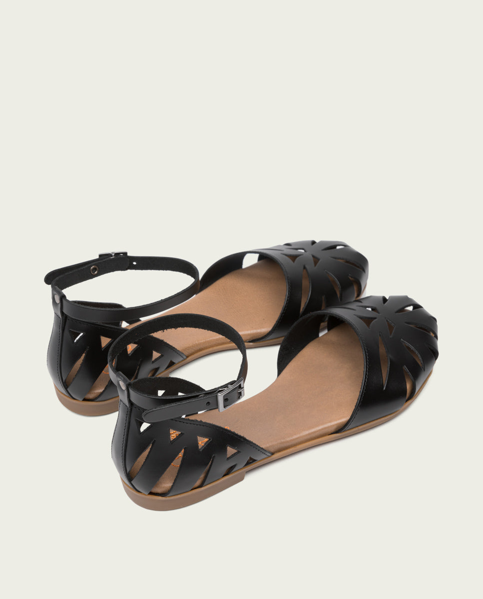 Porronet SANDALIA PLANA PIEL NEGRO BETH