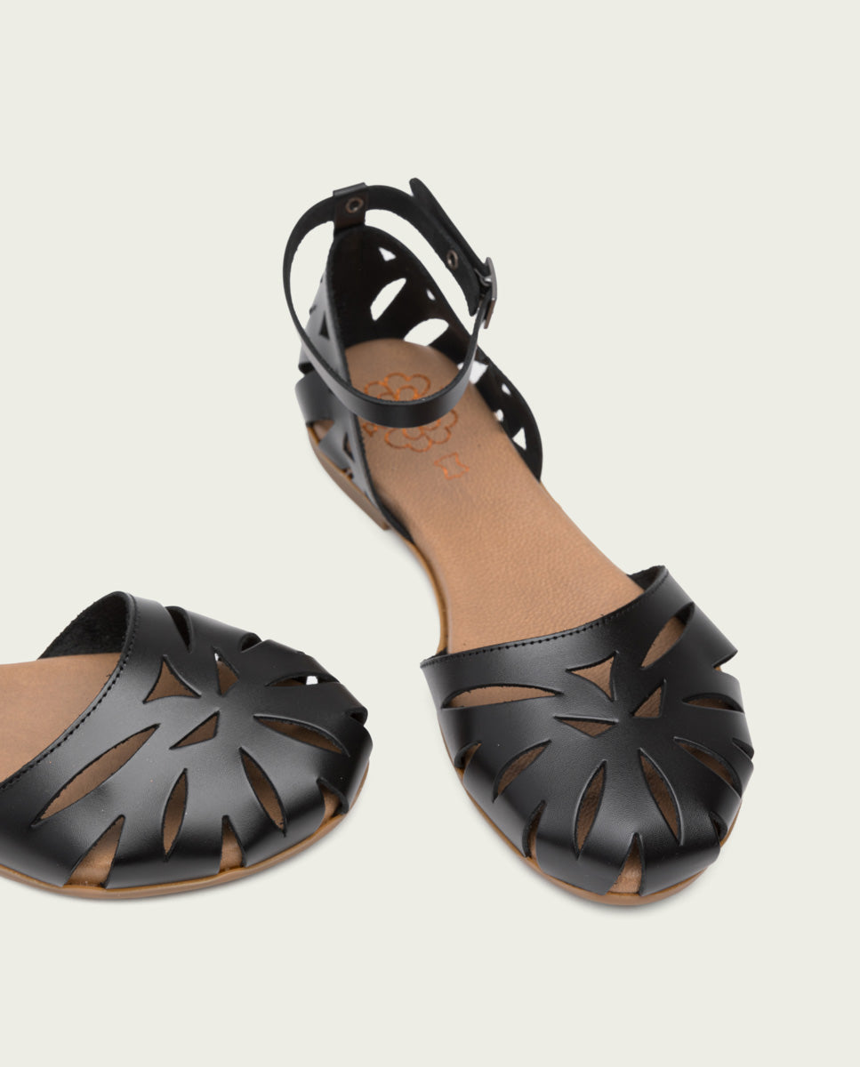 Porronet SANDALIA PLANA PIEL NEGRO BETH