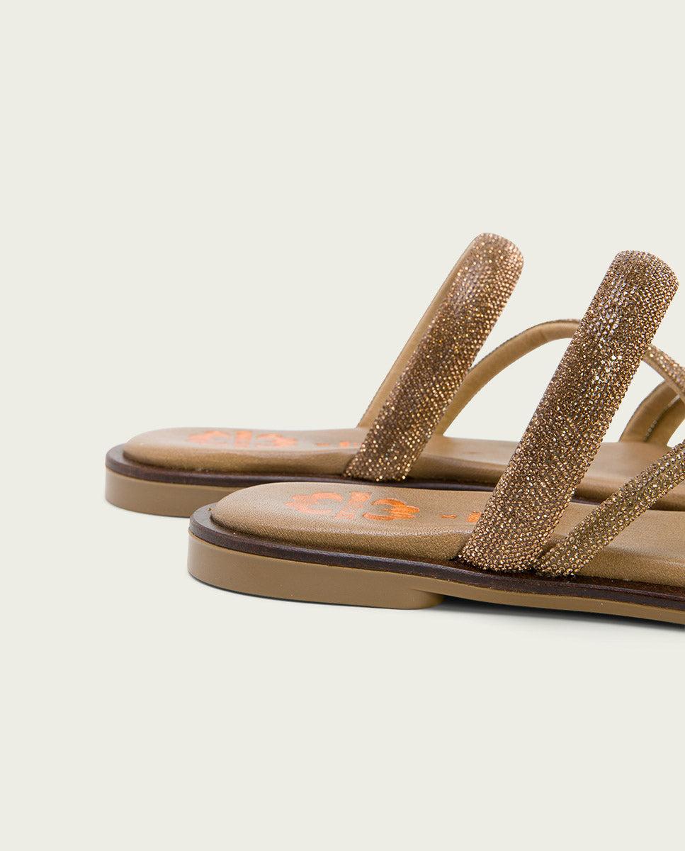 Porronet SANDALIA PLANA PIEL PLATINO CAITLIN