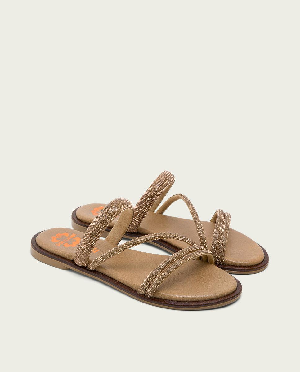 porronet SANDALIA PLANA PIEL PLATINO CAITLIN