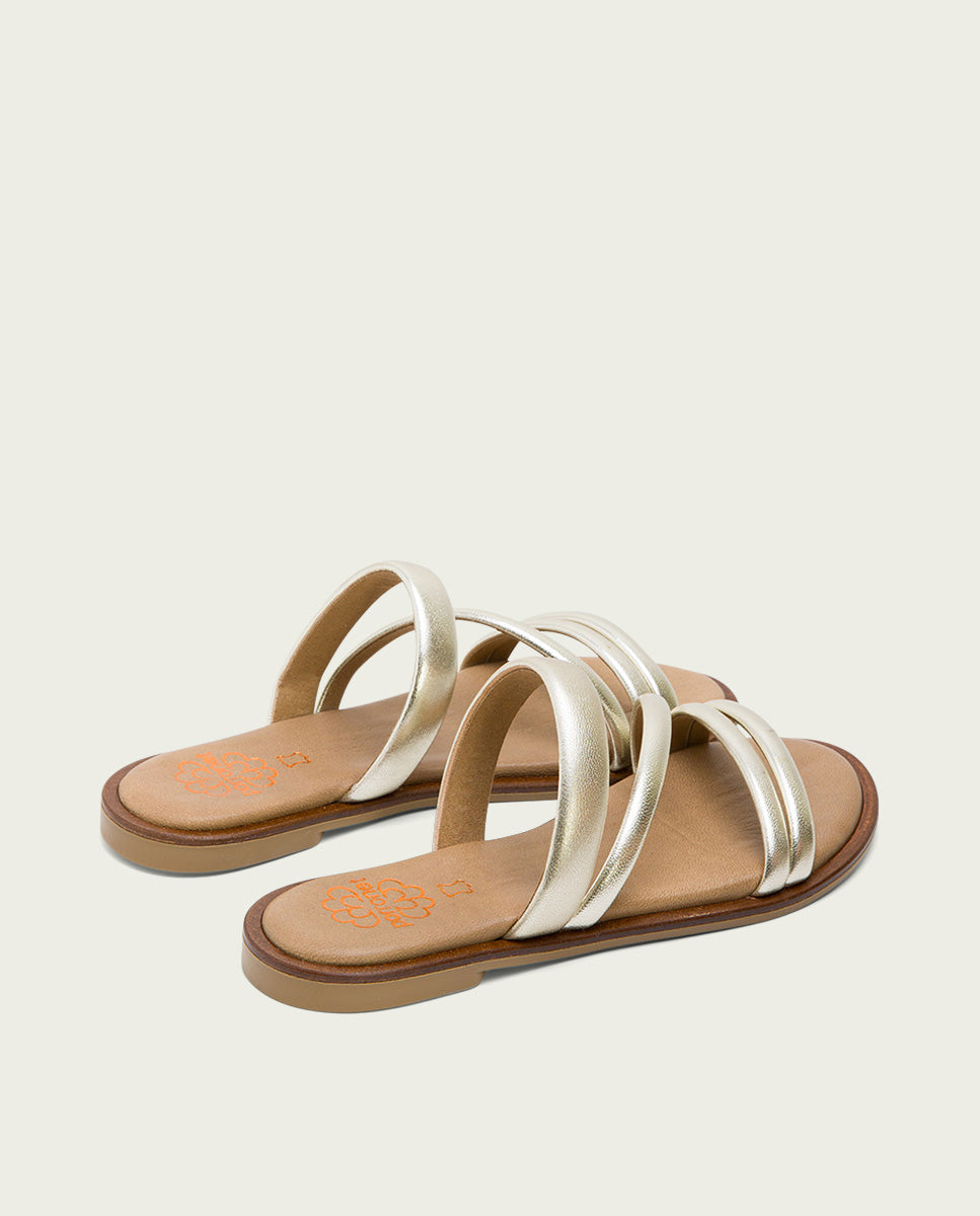 Porronet SANDALIA PLANA PIEL PLATINO CAROL