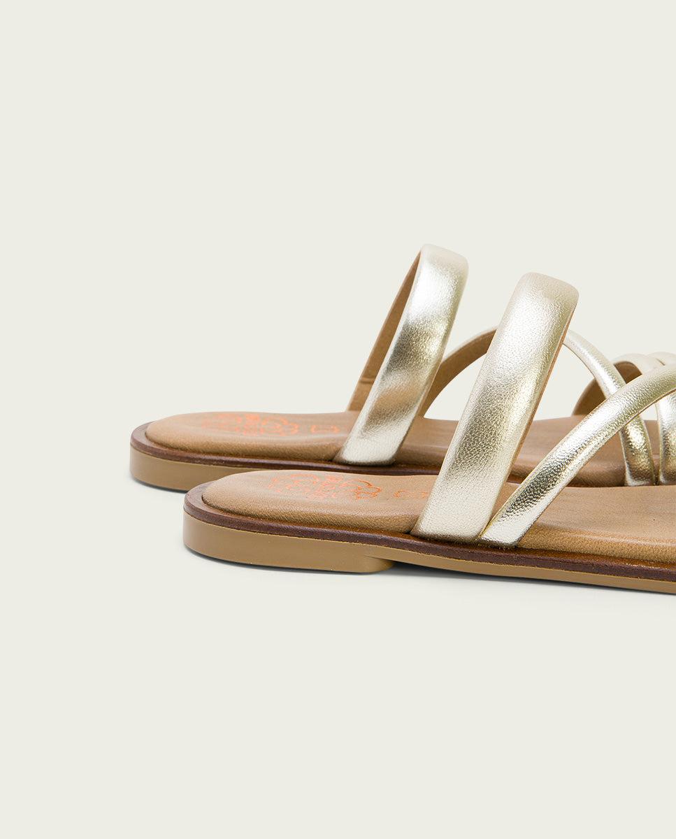 Porronet SANDALIA PLANA PIEL PLATINO CAROL