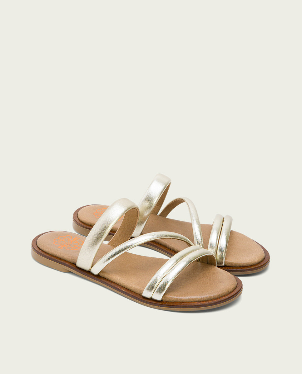 porronet SANDALIA PLANA PIEL PLATINO CAROL