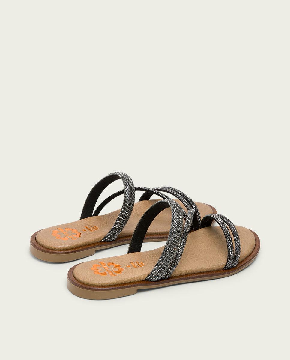 Porronet SANDALIA PLANA PIEL PLOMO CAITLIN