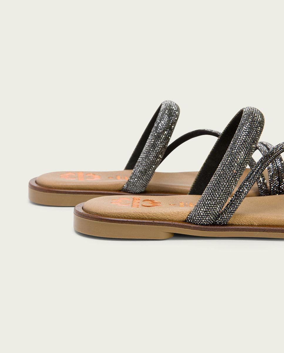 Porronet SANDALIA PLANA PIEL PLOMO CAITLIN