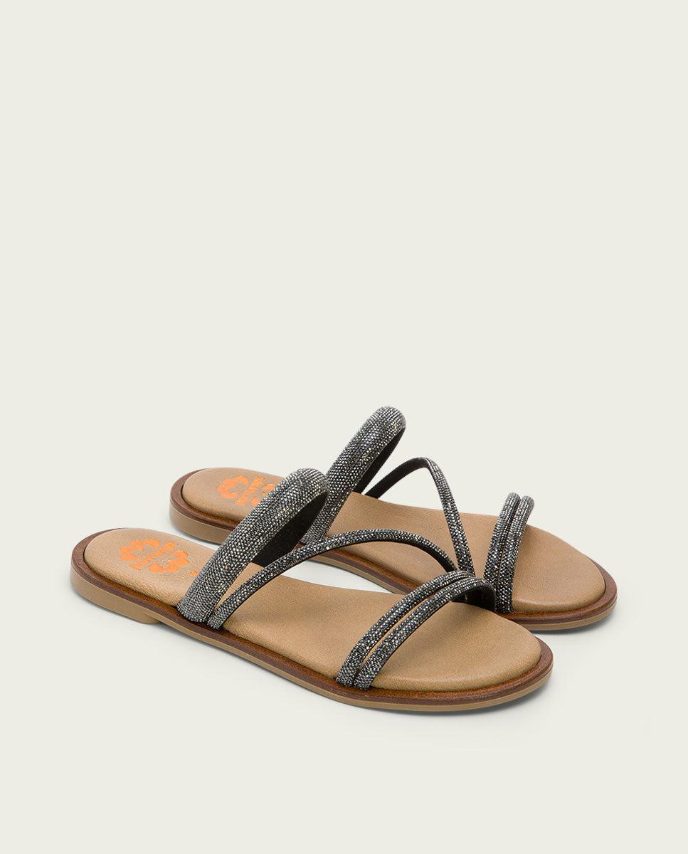 porronet SANDALIA PLANA PIEL PLOMO CAITLIN