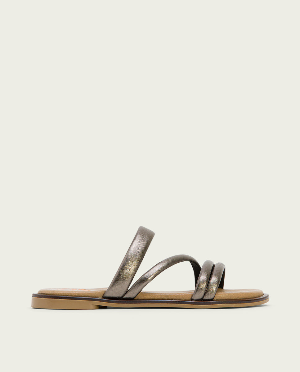 Porronet SANDALIA PLANA PIEL PLOMO CAROL