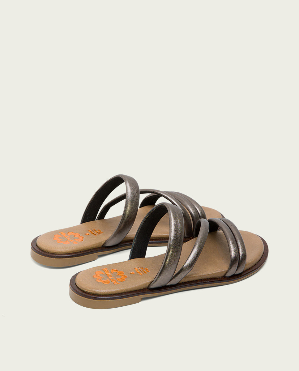 Porronet SANDALIA PLANA PIEL PLOMO CAROL