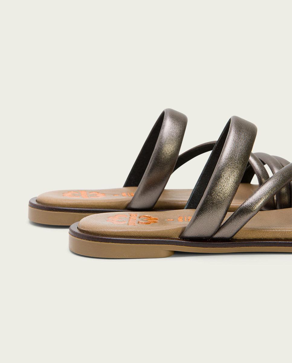 Porronet SANDALIA PLANA PIEL PLOMO CAROL