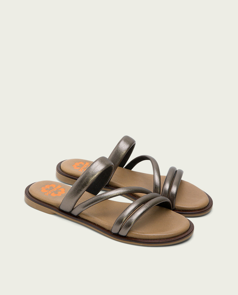 porronet SANDALIA PLANA PIEL PLOMO CAROL