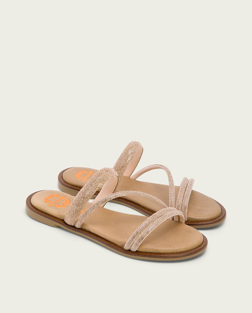 porronet SANDALIA PLANA PIEL ROSE CAITLIN