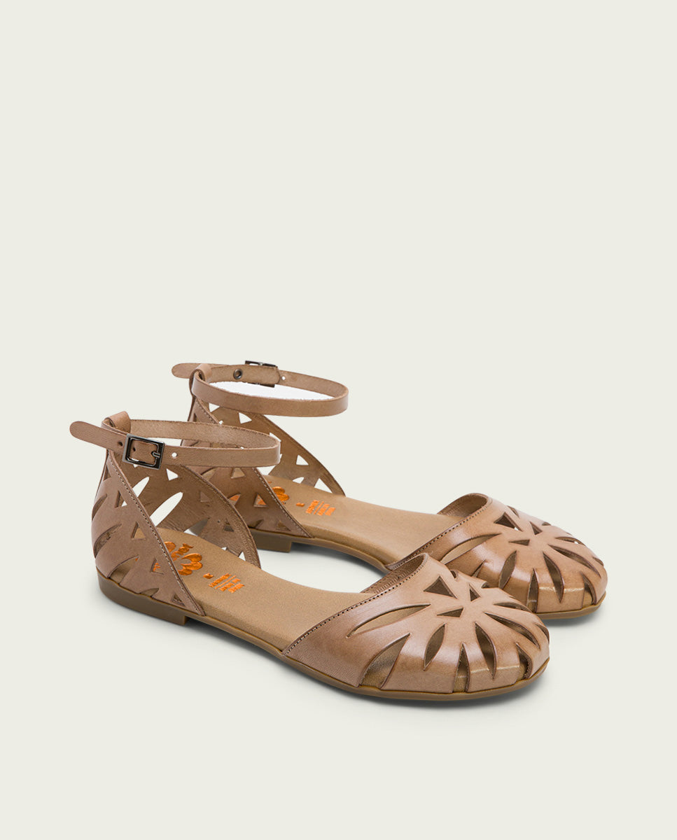 Porronet SANDALIA PLANA PIEL TAUPE BETH