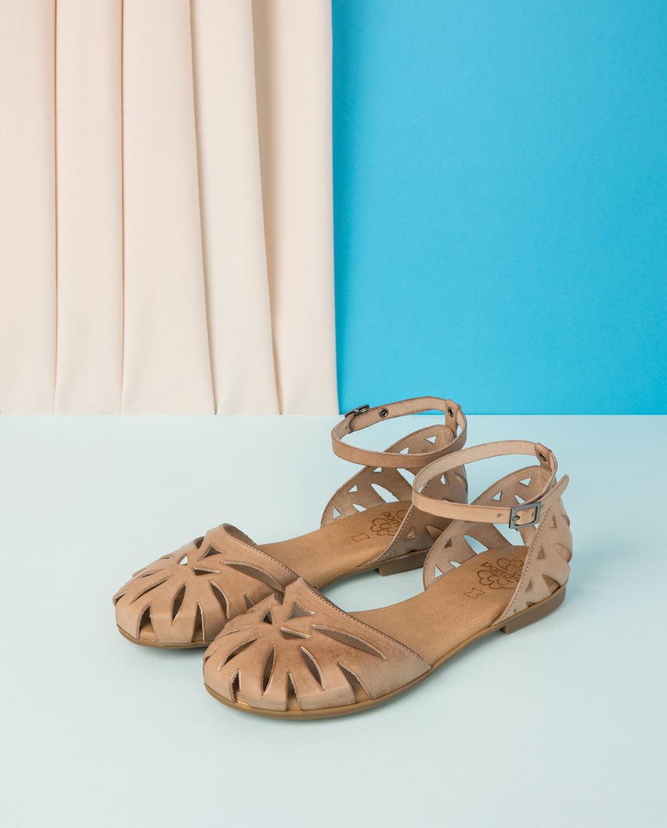 porronet SANDALIA PLANA PIEL TAUPE BETH