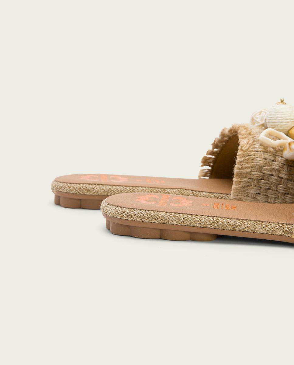 Porronet SANDALIA PLANA PIEL YUTE BLANCO ANNA