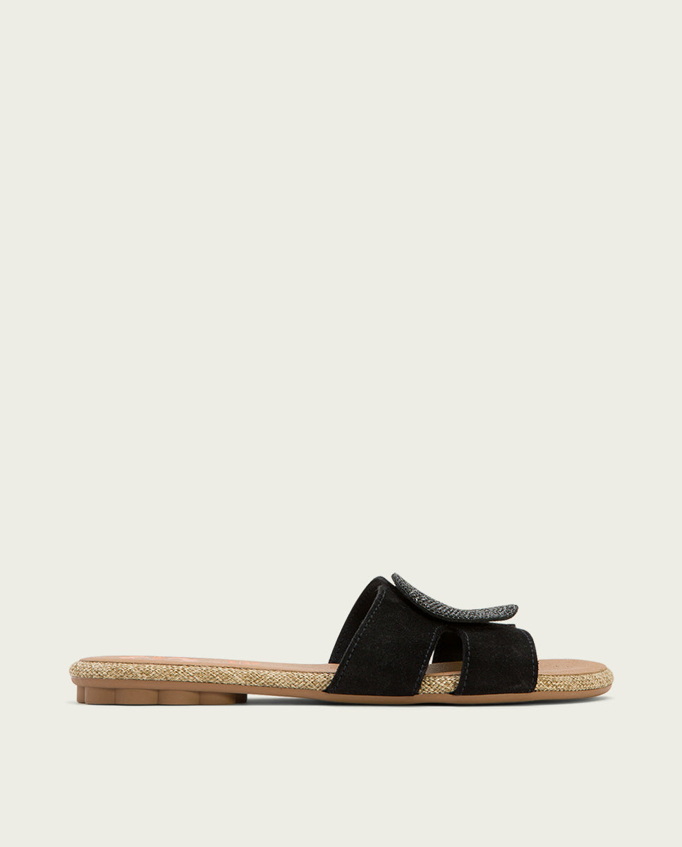 Porronet SANDALIA PLANA SERRAJE NEGRA ADELE