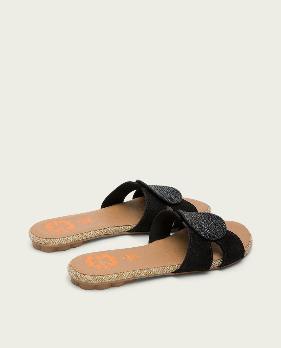 Porronet SANDALIA PLANA SERRAJE NEGRA ADELE