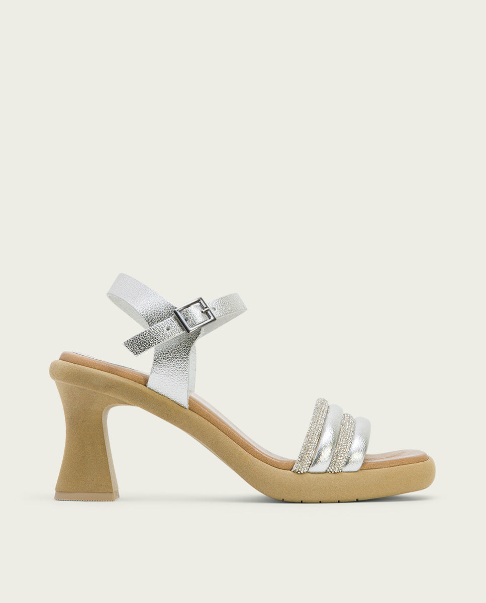 Porronet SANDALIA TACON ALTO PLATA LUNA