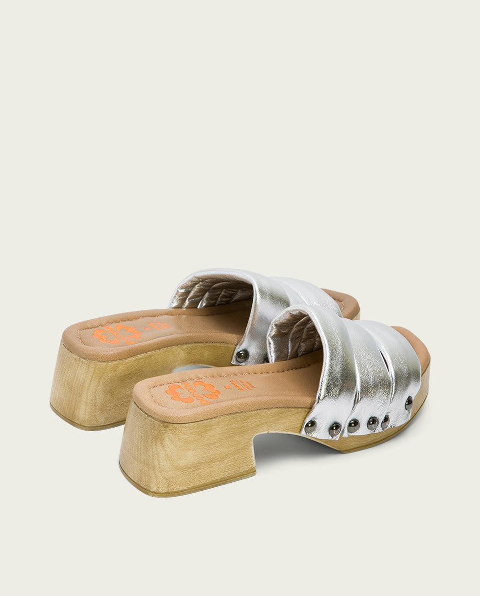 Porronet SANDALIA TACON BAJO PIEL PLATA NAHYA