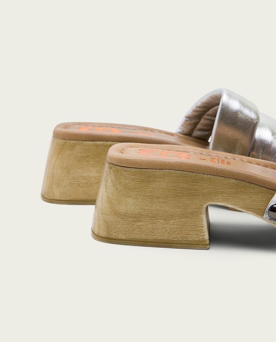 Porronet SANDALIA TACON BAJO PIEL PLATA NAHYA