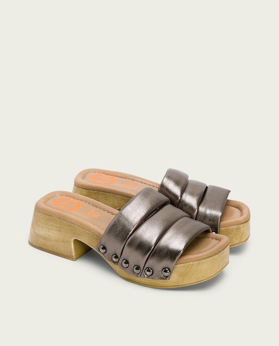 Porronet SANDALIA TACON BAJO PIEL PLOMO NAHYA