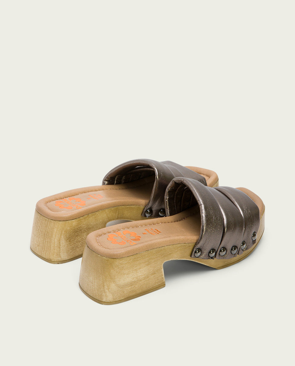 Porronet SANDALIA TACON BAJO PIEL PLOMO NAHYA