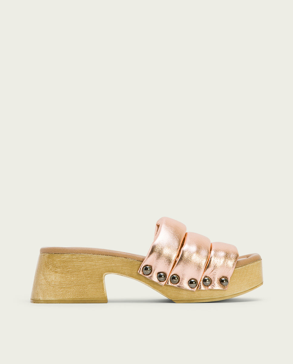 Porronet SANDALIA TACON BAJO PIEL ROSE NAHYA