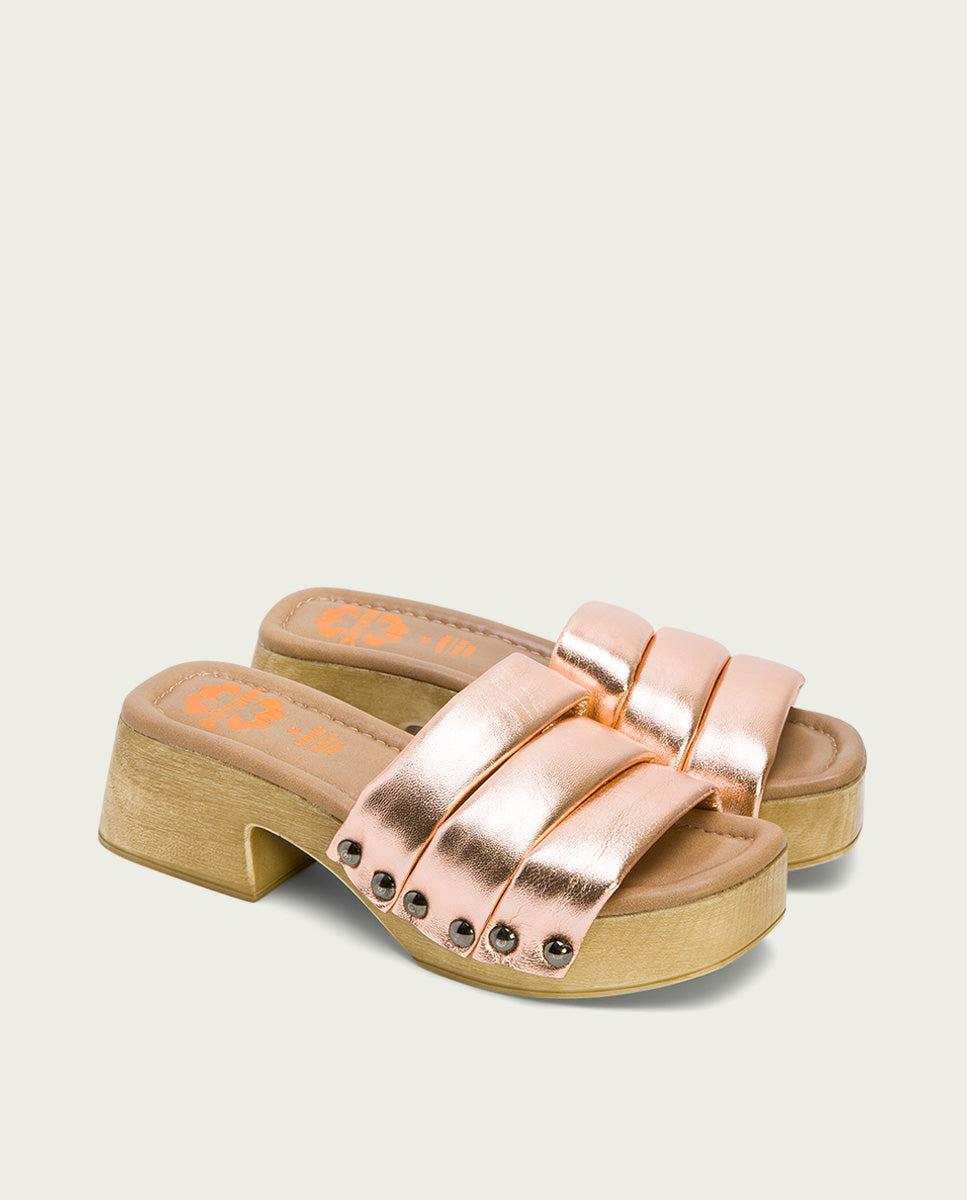 Porronet SANDALIA TACON BAJO PIEL ROSE NAHYA