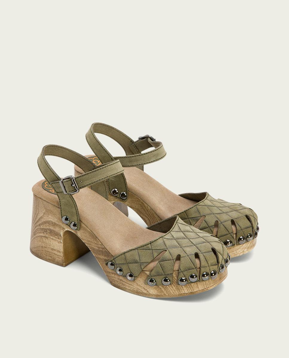 Porronet SANDALIA TACON MEDIO PIEL KAKI MARGOT