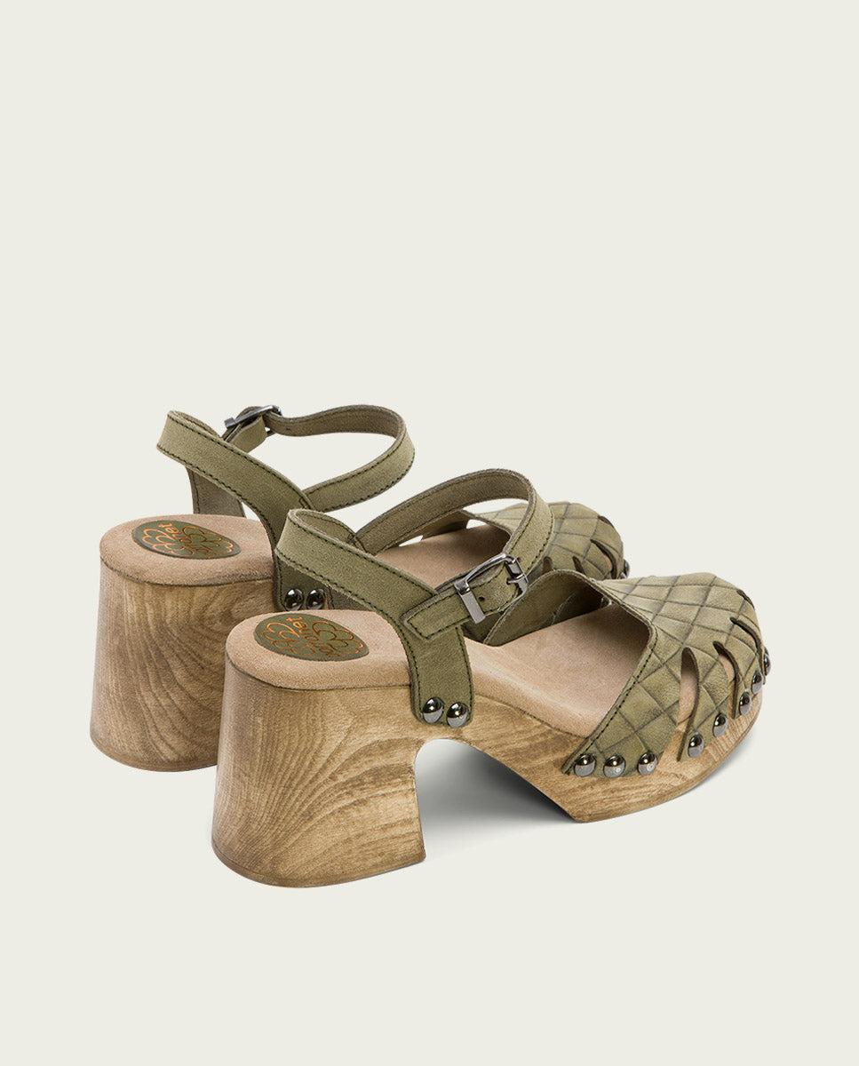 Porronet SANDALIA TACON MEDIO PIEL KAKI MARGOT