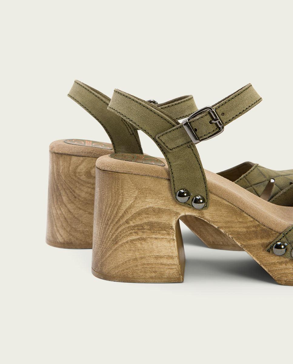 Porronet SANDALIA TACON MEDIO PIEL KAKI MARGOT