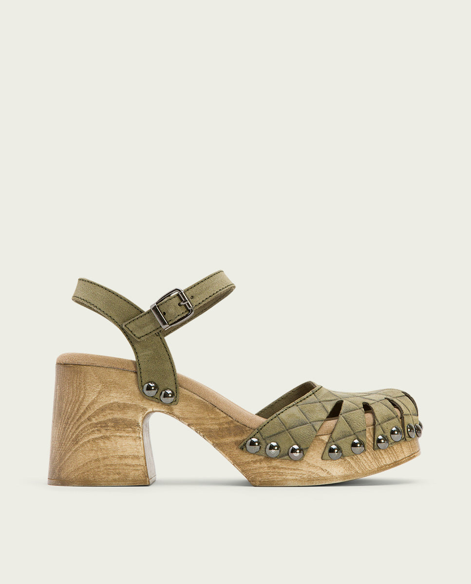 porronet SANDALIA TACON MEDIO PIEL KAKI MARGOT