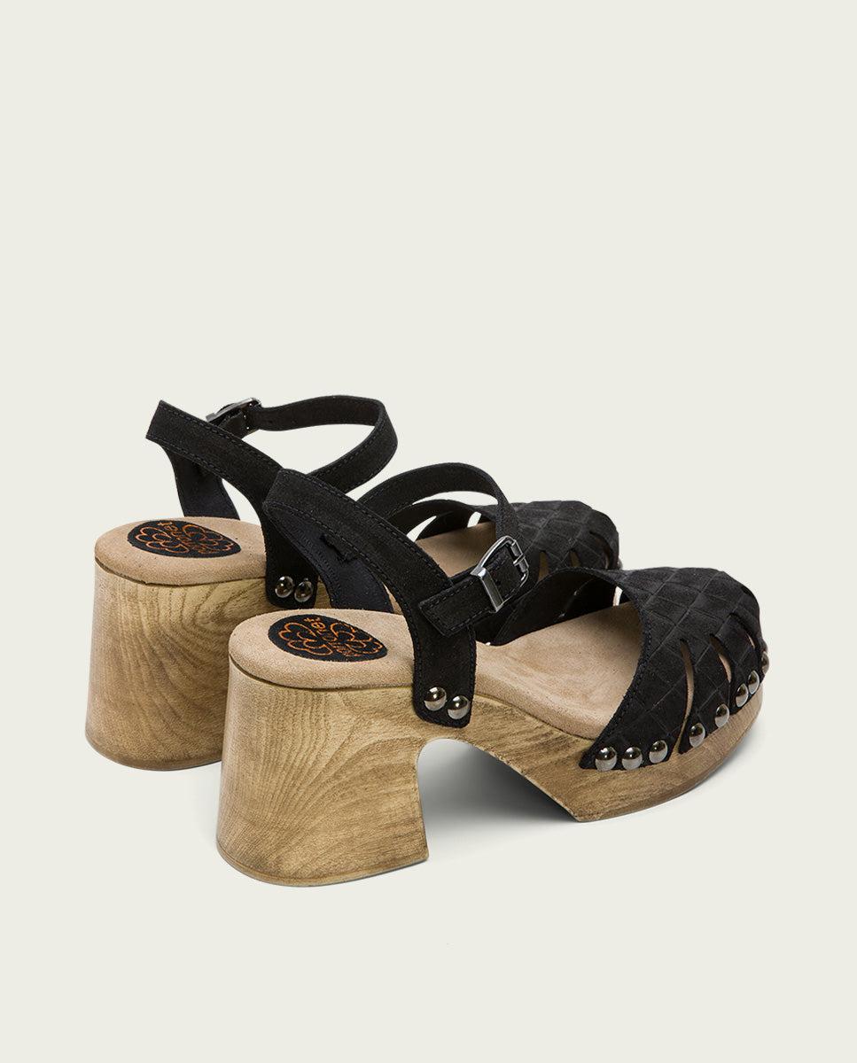 Porronet SANDALIA TACON MEDIO PIEL NEGRA MARGOT