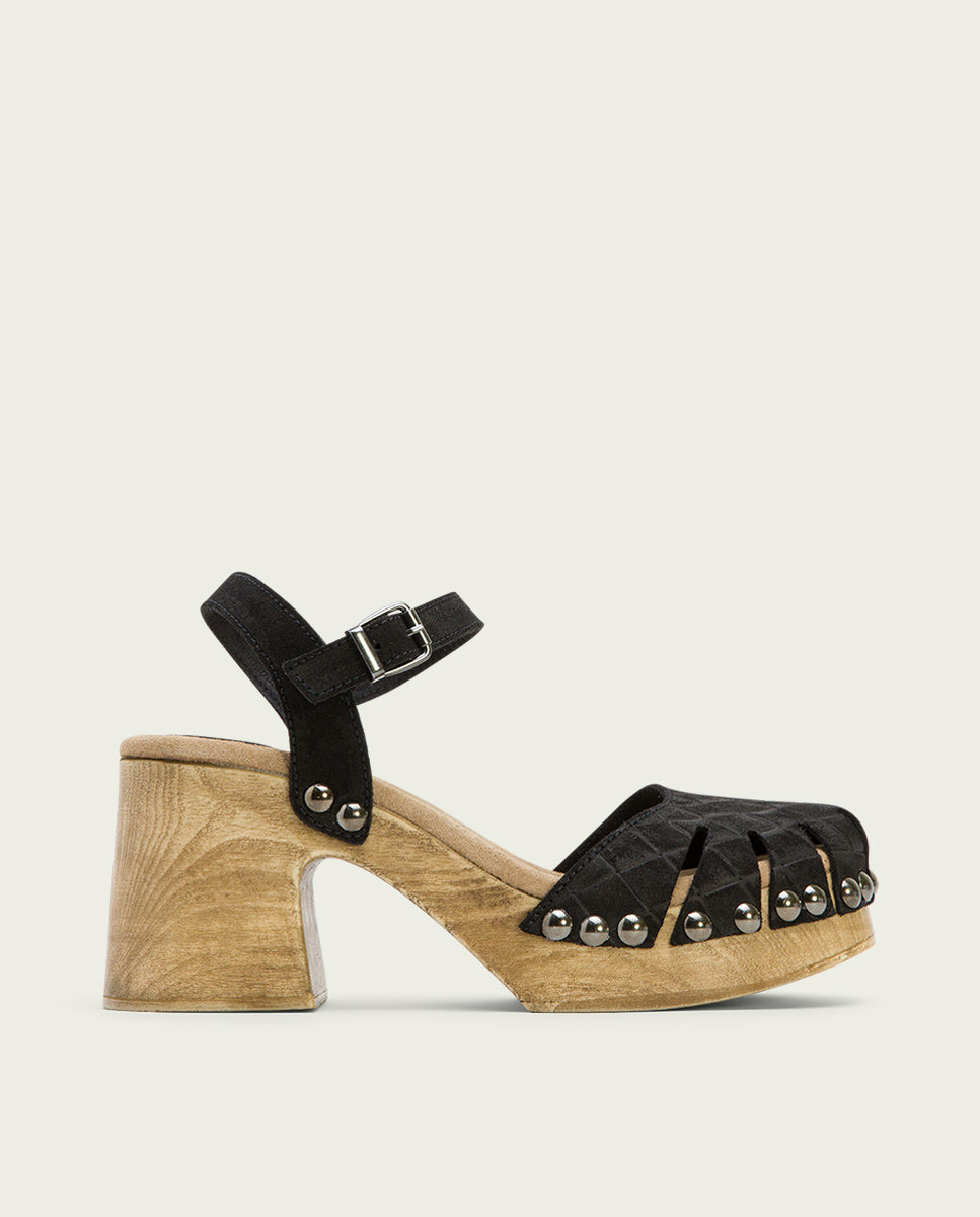 porronet SANDALIA TACON MEDIO PIEL NEGRA MARGOT