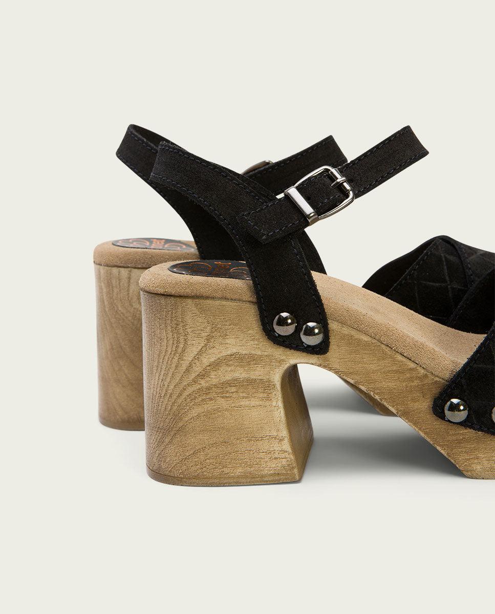 Porronet SANDALIA TACON MEDIO PIEL NEGRO MABEL