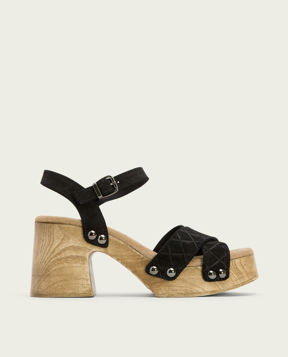 porronet SANDALIA TACON MEDIO PIEL NEGRO MABEL