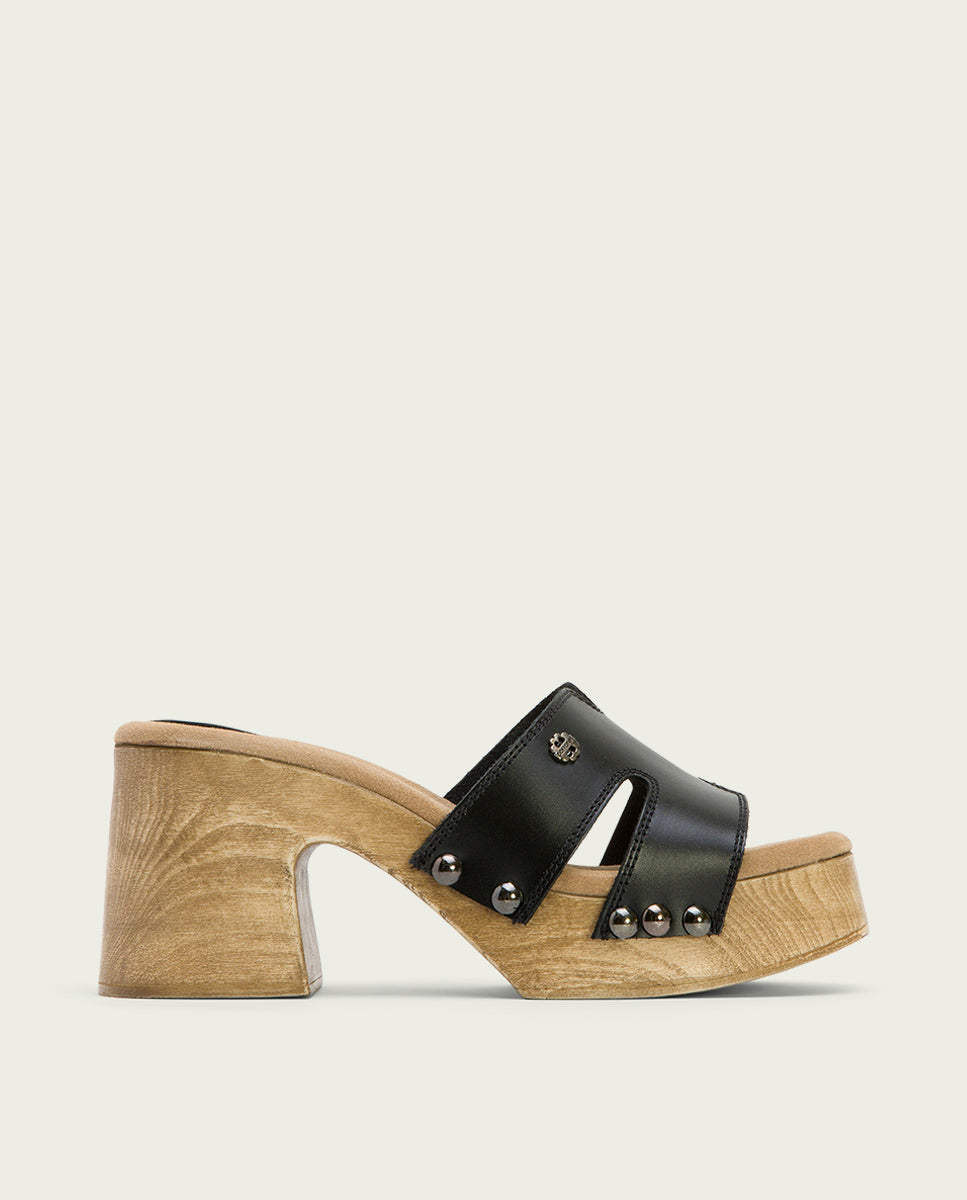 porronet SANDALIA TACON MEDIO PIEL NEGRO MERYL