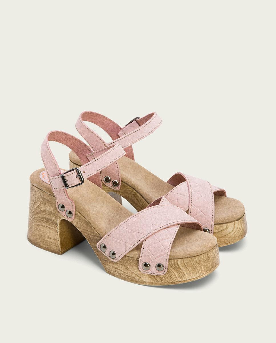 Porronet SANDALIA TACON MEDIO PIEL ROSA MABEL