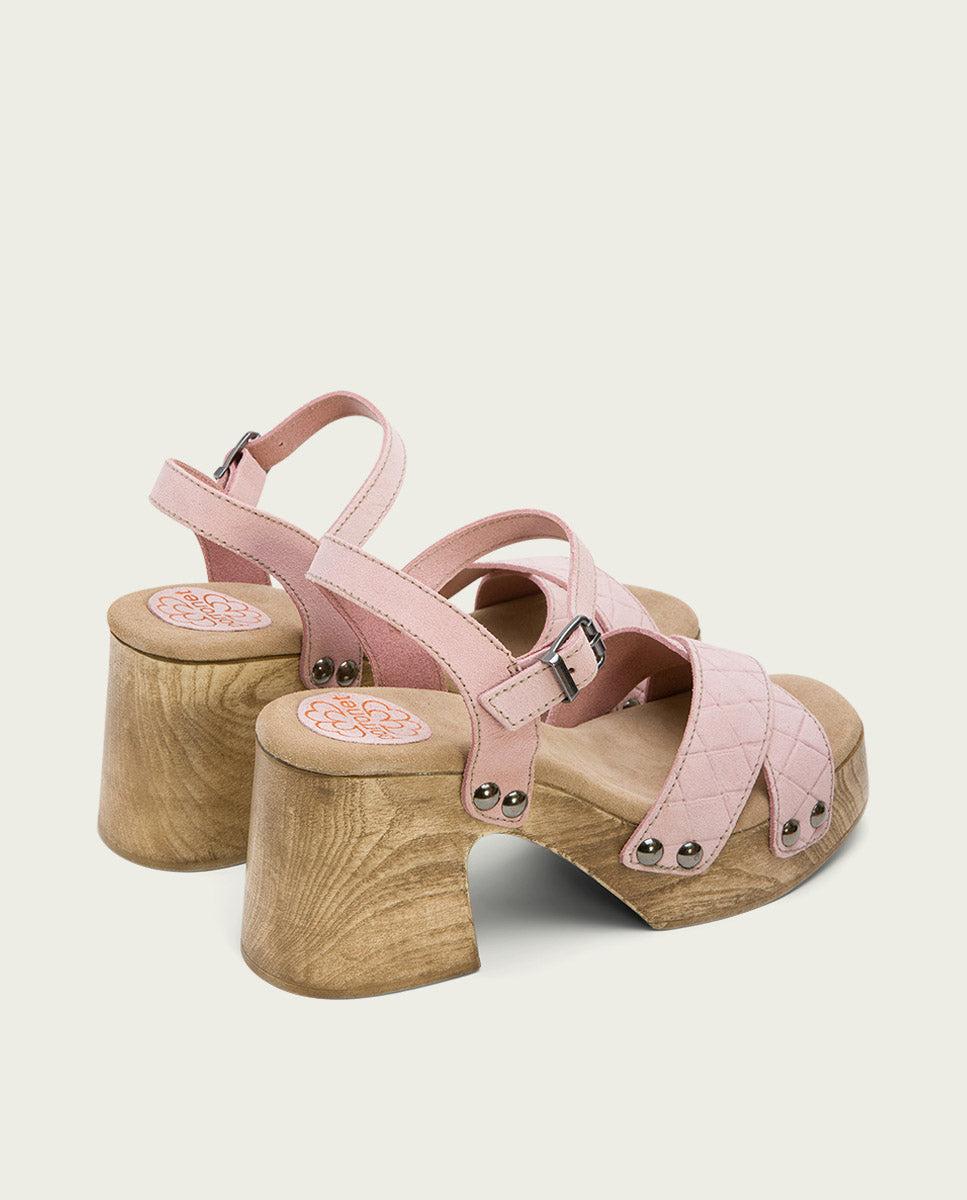 Porronet SANDALIA TACON MEDIO PIEL ROSA MABEL