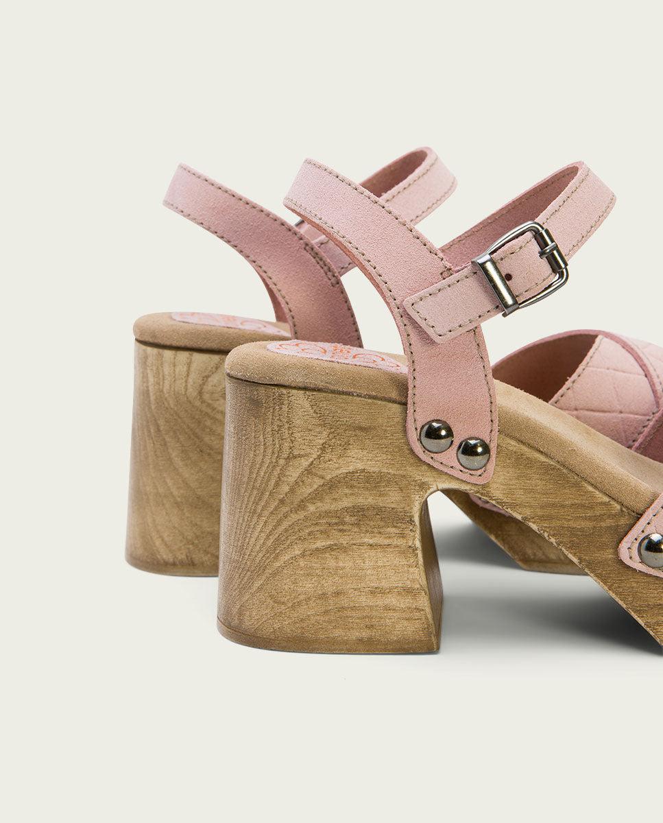 Porronet SANDALIA TACON MEDIO PIEL ROSA MABEL