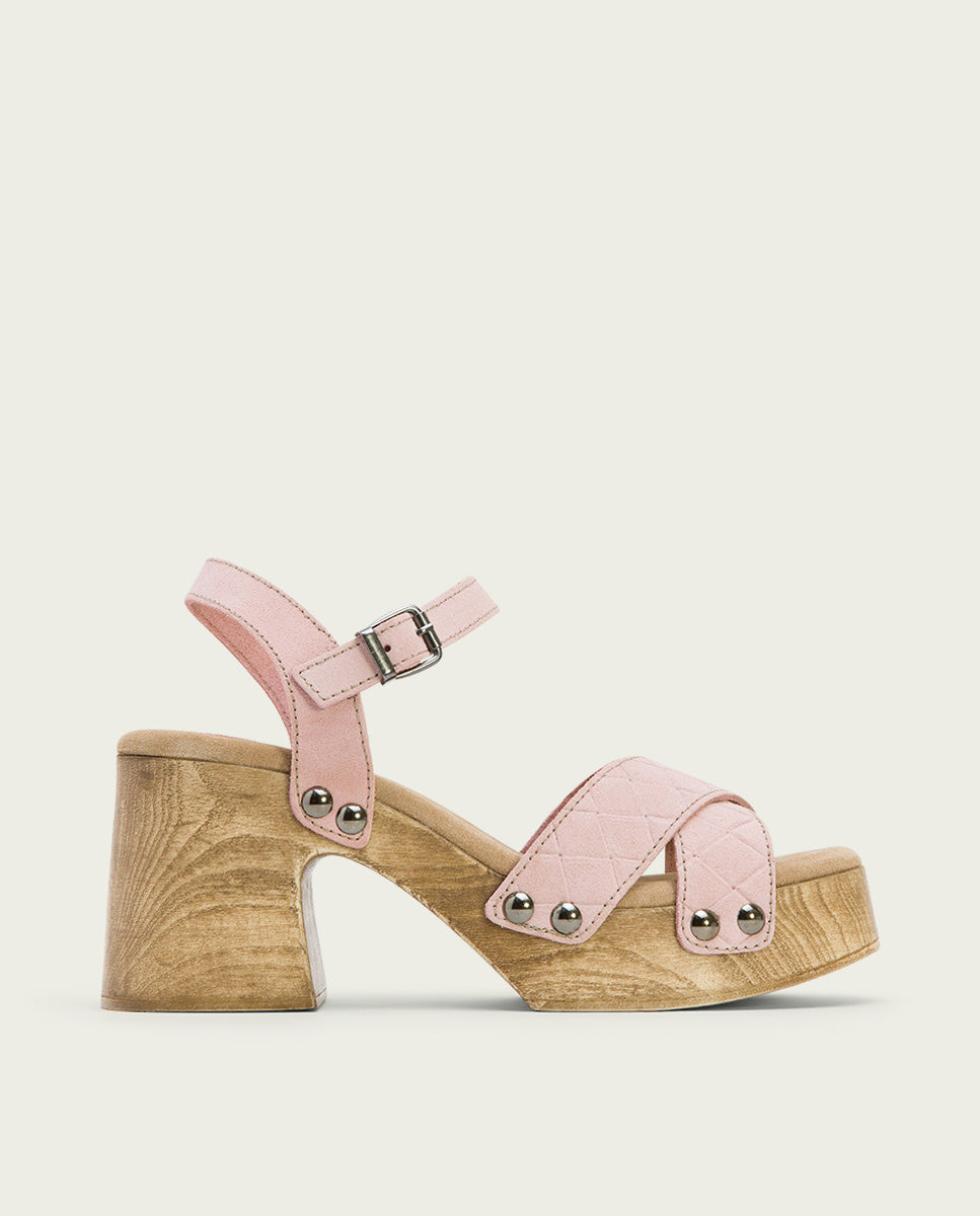 porronet SANDALIA TACON MEDIO PIEL ROSA MABEL