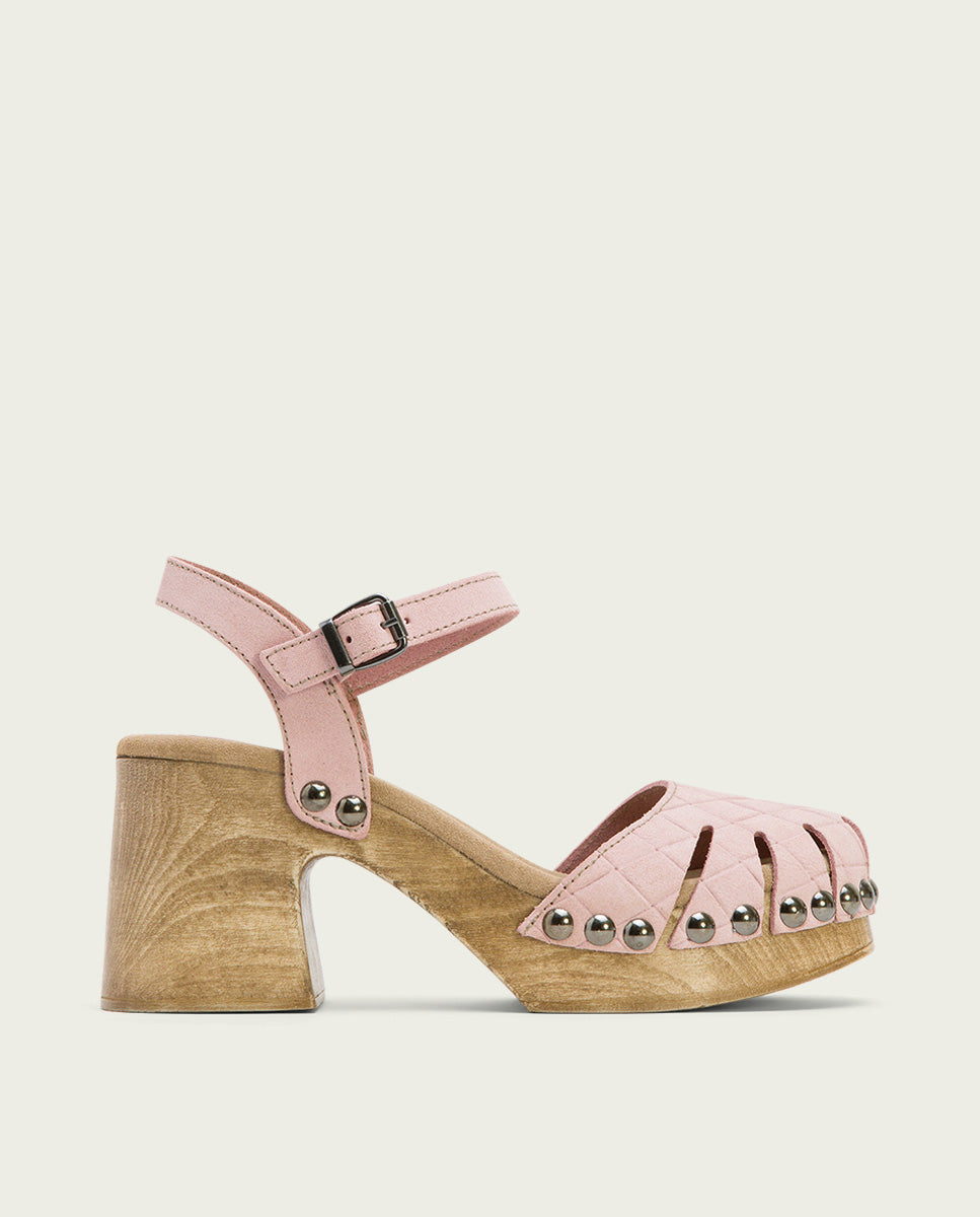 porronet SANDALIA TACON MEDIO PIEL ROSA MARGOT