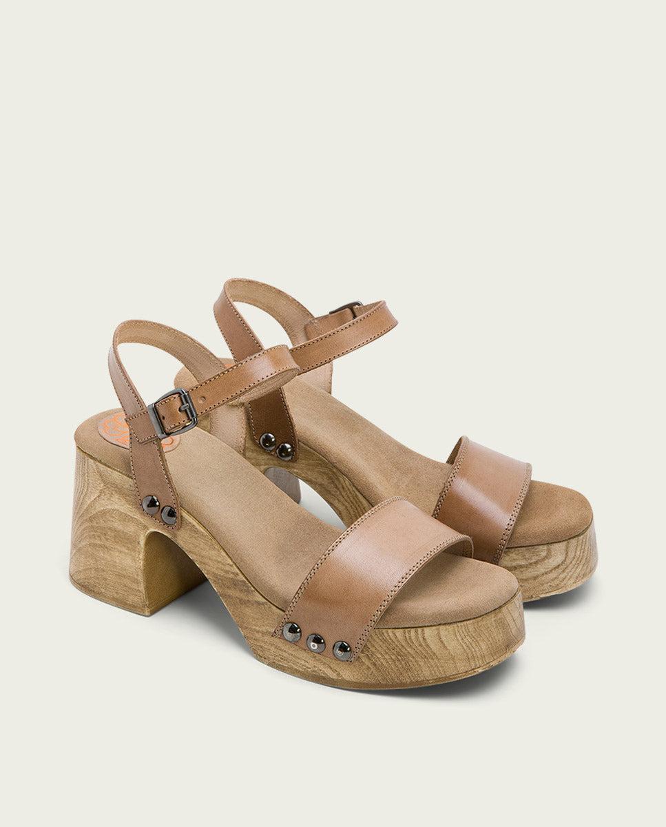 Porronet SANDALIA TACON MEDIO PIEL TAUPE MAXINE