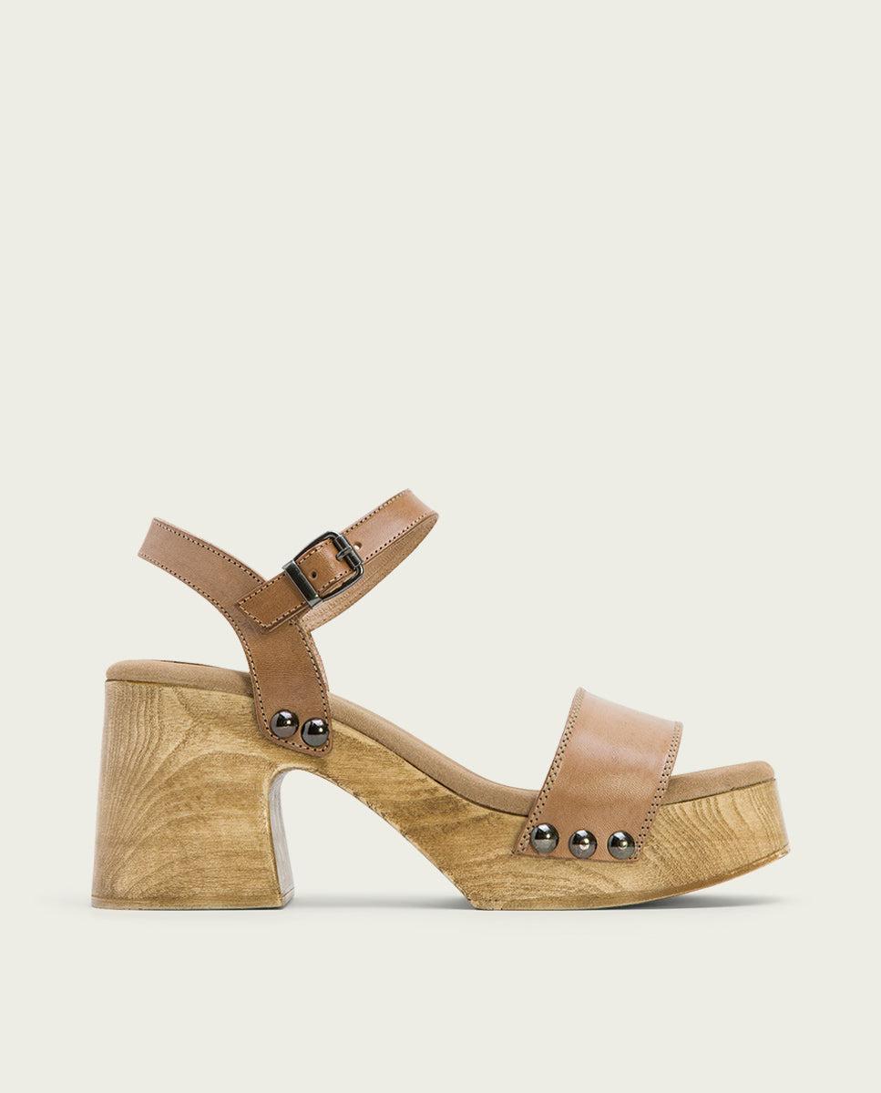 porronet SANDALIA TACON MEDIO PIEL TAUPE MAXINE