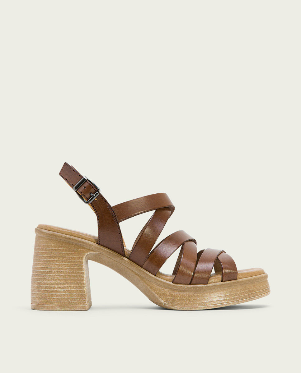 porronet SANDALIA TACON PIEL MOKA ILA