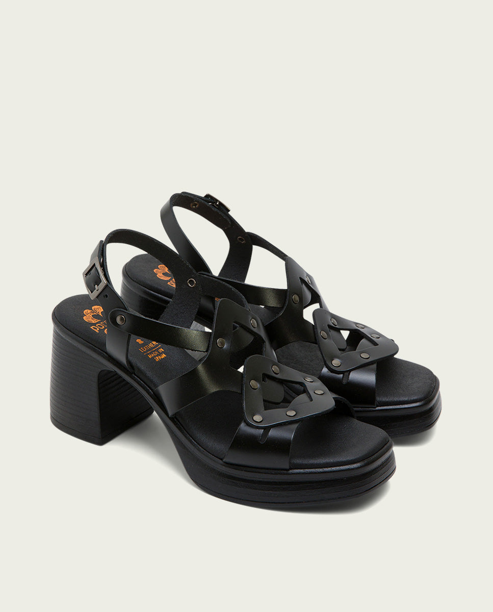 porronet SANDALIA TACON PIEL NEGRA IMALA