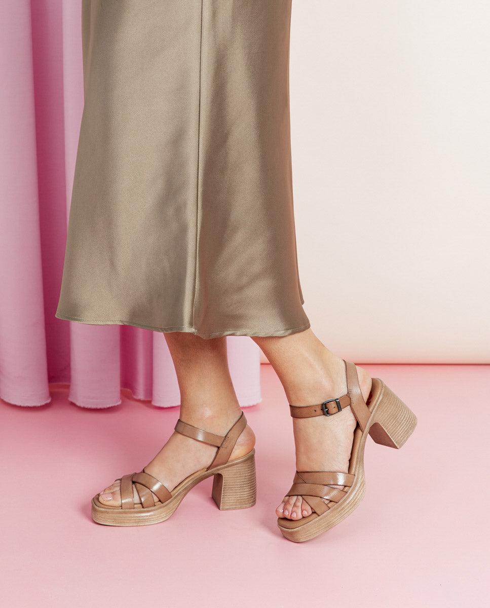 Porronet SANDALIA TACON PIEL TAUPE ISIS