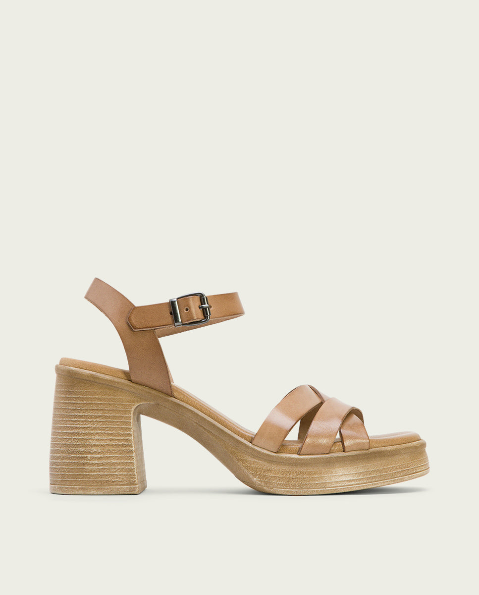 porronet SANDALIA TACON PIEL TAUPE ISIS