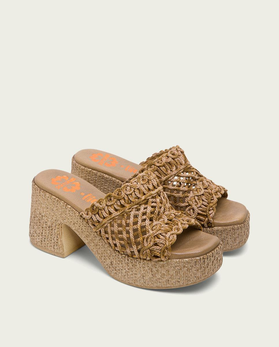 Porronet SANDALIA TACON PIEL TEXTIL CUERO JUDITH