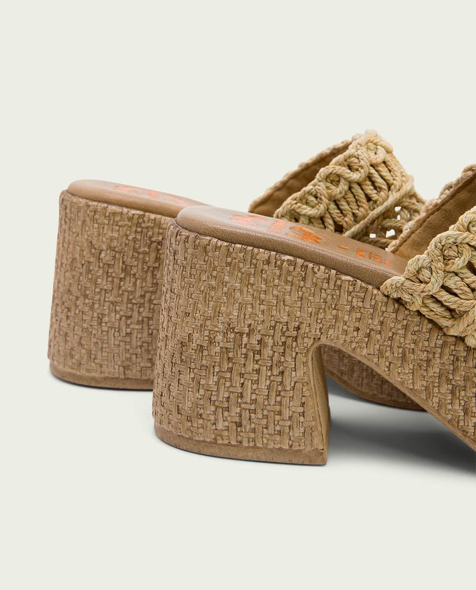 Porronet SANDALIA TACON PIEL TEXTIL NATURAL JUDITH